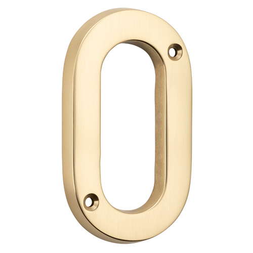 Tradco Door House Numeral 0 Polished Brass 0610