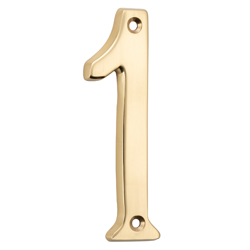 Restocking Soon: ETA Early December - Tradco Door House Numeral 1 Polished Brass 0611