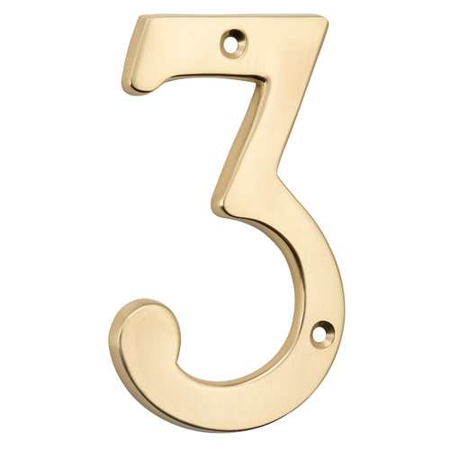 Tradco Door House Numeral 3 Polished Brass 0613