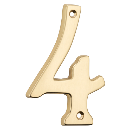 Tradco Door House Numeral 4 Polished Brass 0614