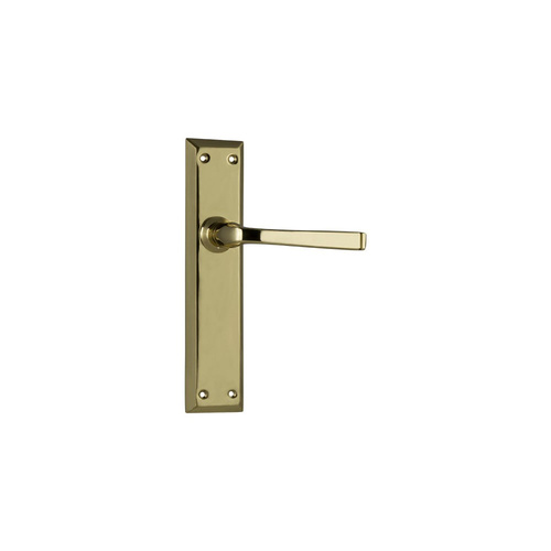 Restocking Soon: ETA End November - Tradco Menton Door Lever Handle on Long Backplate Passage Polished Brass 0675