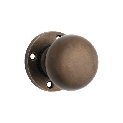 Restocking Soon: ETA Mid November - Tradco Retro Fit Mortice Door Knob on Round Rose Antique Brass 0695