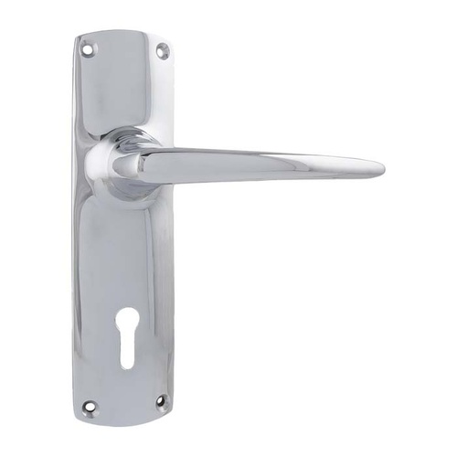 Tradco Retro Lever Handle on Rectangular Backplate Lock Chrome Plated 0821