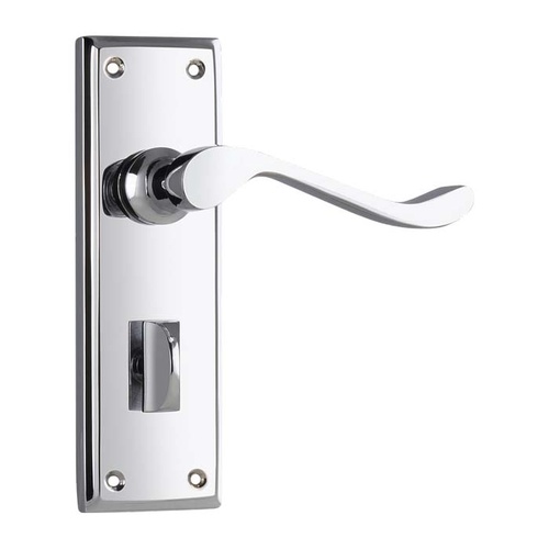 Restocking Soon: ETA End December - Tradco Camden Lever Handle on Rectangular Backplate Privacy Chrome Plated 0876P