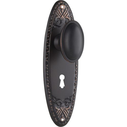 Restocking Soon: ETA End November - Tradco Fitzroy Door Knob on Backplate Lock Antique Copper 0997