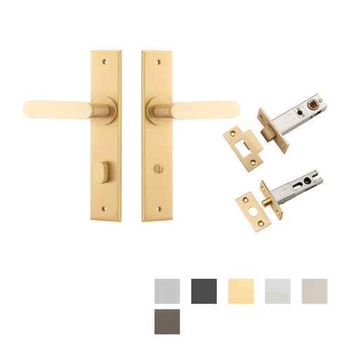 Iver Bronte Door Lever Handle on Chamfered Backplate Privacy Kit with Turn - Available in Various Finishes