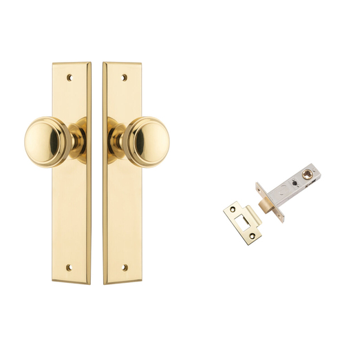 Restocking Soon: ETA Early October - Iver Paddington Door Knob on Chamfered Backplate Passage Kit Polished Brass 10321KPASS60