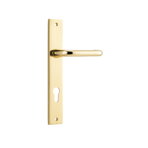 Iver Oslo Lever on Rectangular Backplate Euro 85mm Polished Brass 10344E85