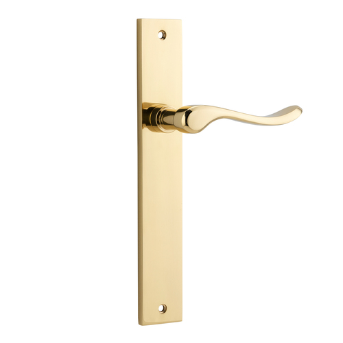 Iver Stirling Lever Handle on Rectangular Backplate Passage Polished Brass 10420