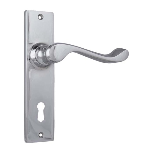 Tradco Fremantle Lever Handle on Rectangular Backplate Lock Chrome Plated 1046