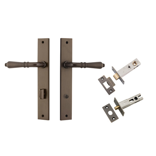 Iver Sarlat Door Lever on Rectangular Backplate Privacy Kit with Turn Signature Brass 10700KPRIV60