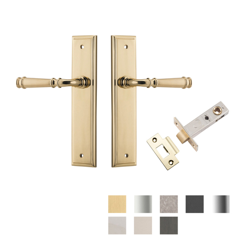 Iver Verona Door Lever Handle on Stepped Backplate Passage Kit - Available in Various Finishes