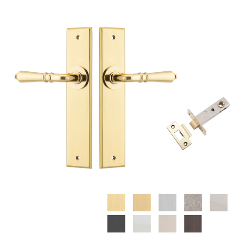 Iver Sarlat Door Lever Handle on Chamfered Backplate Passage Kit - Available in Various Finishes