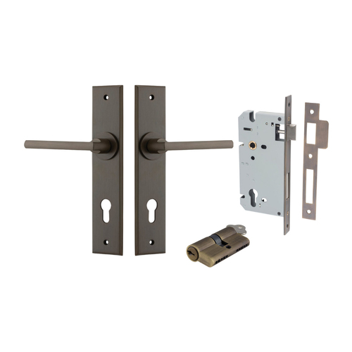 Restocking Soon: ETA End September - Iver Baltimore Door Lever Handle on Chamfered Backplate Entrance Kit Key/Key Signature Brass 10782KENTR60KK