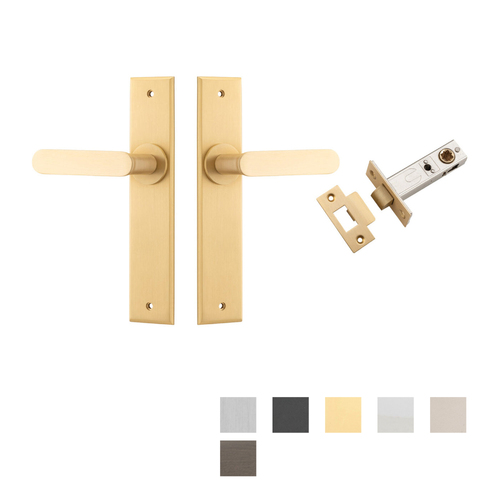 Iver Bronte Door Lever Handle on Chamfered Backplate Passage Kit - Available in Various Finishes