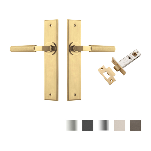 Iver Brunswick Door Lever Handle on Chamfered Backplate Passage Kit - Available in Various Finishes