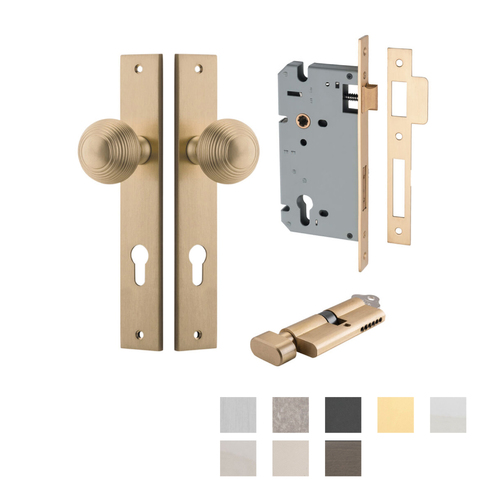 Iver Guildford Door Knob on Rectangular Backplate Entrance Kit Key/Thumb