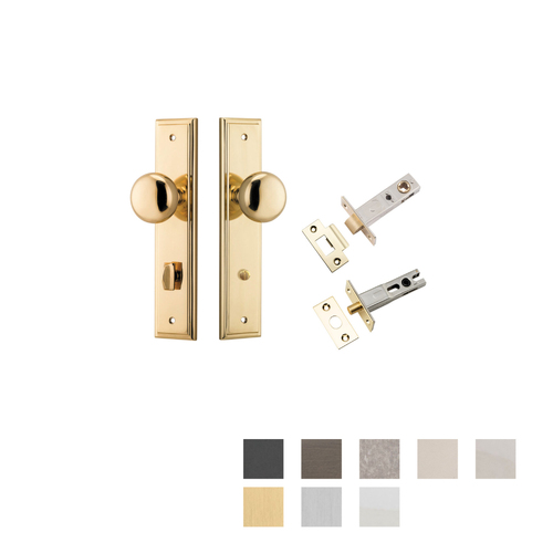 Iver Cambridge Door Knob on Stepped Backplate Privacy Kit with Turn - Available in Various Finishes