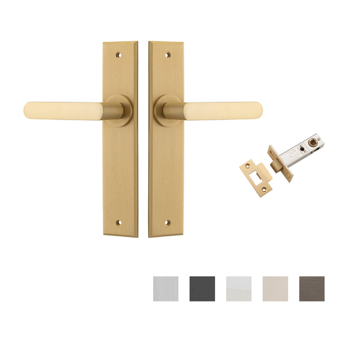 Iver Osaka Door Lever Handle on Chamfered Backplate Passage Kit - Available in Various Finishes