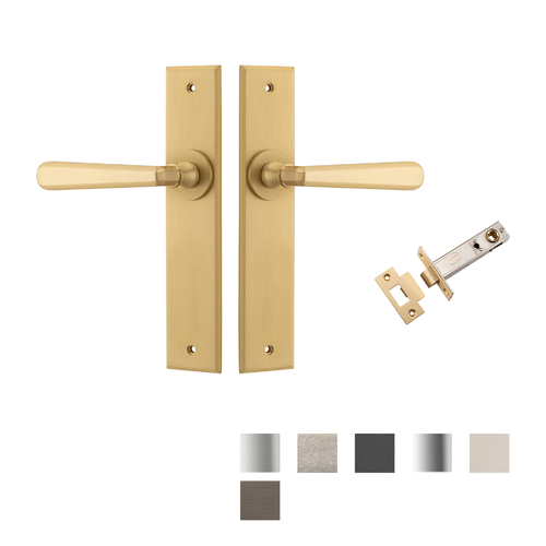 Iver Copenhagen Door Lever Handle on Chamfered Backplate Passage Kit - Available in Various Finishes