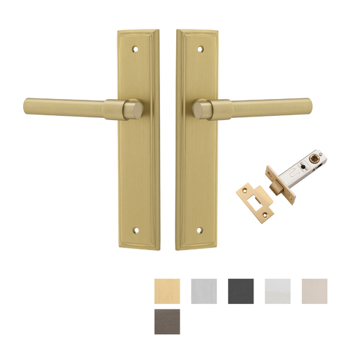 Iver Helsinki Door Lever Handle on Stepped Backplate Passage Kit - Available in Various Finishes