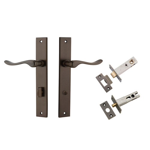 Iver Stirling Door Lever on Rectangular Backplate Privacy Kit with Turn Signature Brass 10920KPRIV60