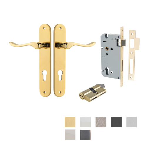 Iver Stirling Door Lever Handle on Oval Backplate Entrance Kit Key/Key