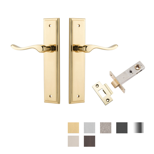 Iver Stirling Door Lever Handle on Stepped Backplate Passage Kit - Available in Various Finishes