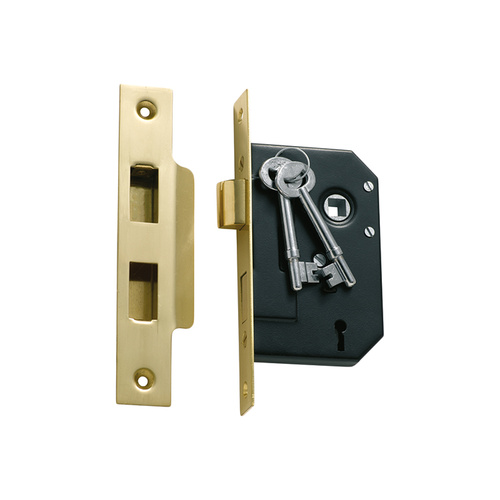 Tradco 1130PB 3 Lever Mortice Lock Polished Brass 44mm