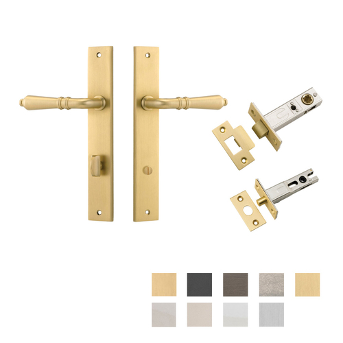 Iver Sarlat Door Lever on Rectangular Backplate Privacy Kit with Turn and Sizes