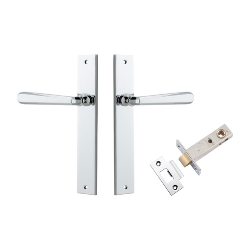 Iver Copenhagen Door Lever Handle on Rectangular Backplate Passage Kit Polished Chrome 11872KPASS60