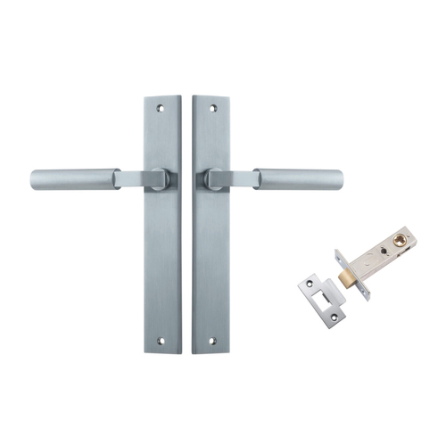 Iver Berlin Door Lever Handle on Rectangular Backplate Passage Kit Brushed Chrome 12250KPASS60