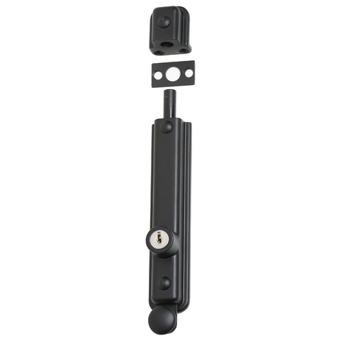 Tradco 1339MB Surface Mounted Barrel Bolt Key Operated Matt Black 150x32mm