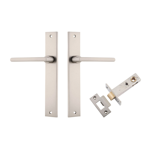 Iver Baltimore Door Lever on Rectangular Backplate Passage Kit Satin Nickel 14702KPASS60