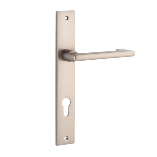 Iver Baltimore Return Door Lever Rectangle Backplate Euro Satin Nickel 14848E85