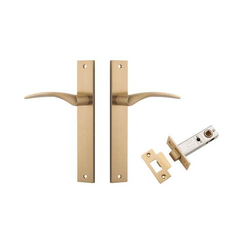 Iver Oxford Door Lever Handle on Rectangular Backplate Passage Kit Brushed Brass 15704KPASS60