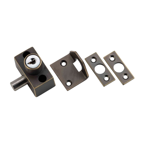 Tradco Sash & Sliding Window Lock 43mm Antique Brass 20301