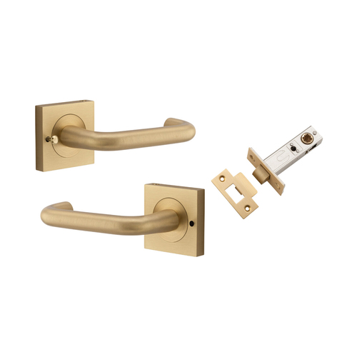 Iver Oslo Door Lever on Square Rose Inbuilt Privacy Kit Brushed Brass 20366KIBPRIV60