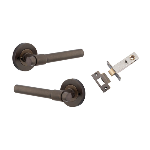 Iver Helsinki Door Lever Handle on Round Rose Inbuilt Privacy Signature Brass 20621KIBPRIV60