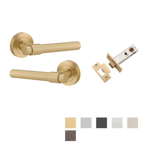 Iver Helsinki Door Lever Handle on Round Rose Passage Kit - Available in Various Finishes