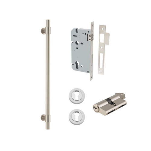 Iver Helsinki Door Pull Handle Entrance Kit Key/Key 450mm Satin Nickel 20710KENTR60KK