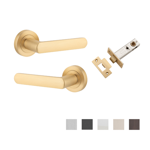 Iver Osaka Door Lever Handle on Round Rose Passage Kit - Available in Various Finishes