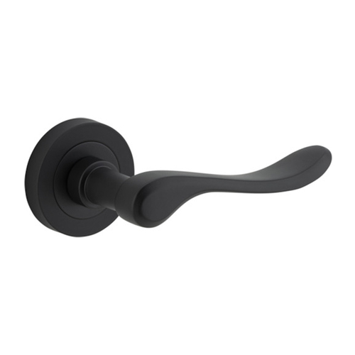 Iver Stirling Door Lever on Round Rose Matt Black 20793