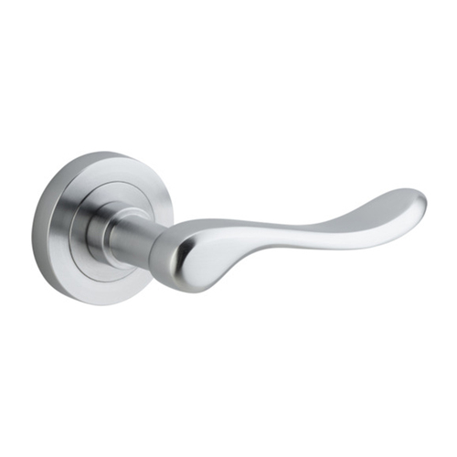 Iver Stirling Door Lever Handle on Round Rose Brushed Chrome 20795