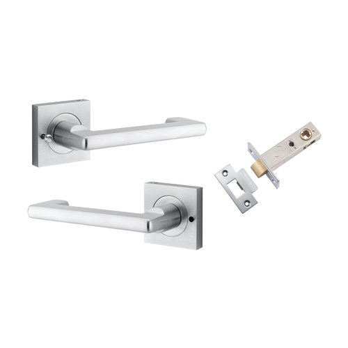 Iver Baltimore Return Lever on Square Rose Inbuilt Privacy Kit Brushed Chrome 21175KIBPRIV60