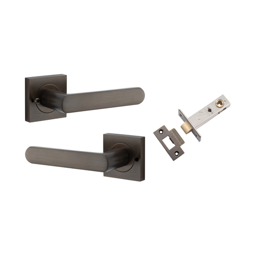 Iver Osaka Door Lever on Square Rose Inbuilt Privacy Kit Signature Brass 21181KIBPRIV60