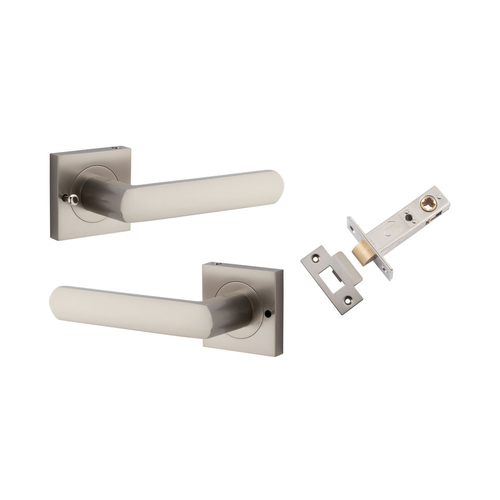 Iver Osaka Door Lever on Square Rose Inbuilt Privacy Kit Satin Nickel 21189KIBPRIV60