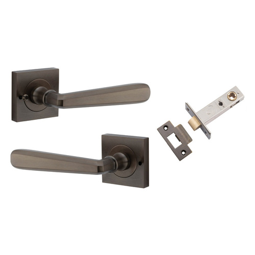 Iver Compenhagen Door Lever on Square Rose Inbuilt Privacy Signature Brass 21191KIBPRIV60