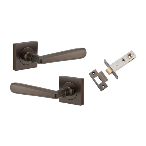 Iver Copenhagen Door Lever Handle on Square Rose Passage Kit Signature Brass 21191KPASS60