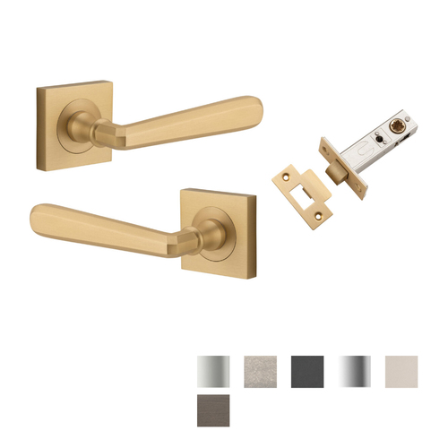 Iver Copenhagen Door Lever Handle on Square Rose Passage Kit - Available in Various Finishes